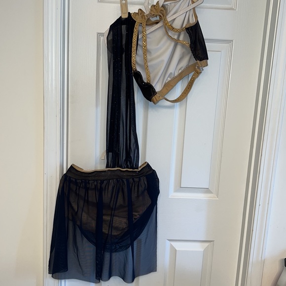 Lyrical Blue & Gold costume two pieces connected by mesh - Picture 5 of 14